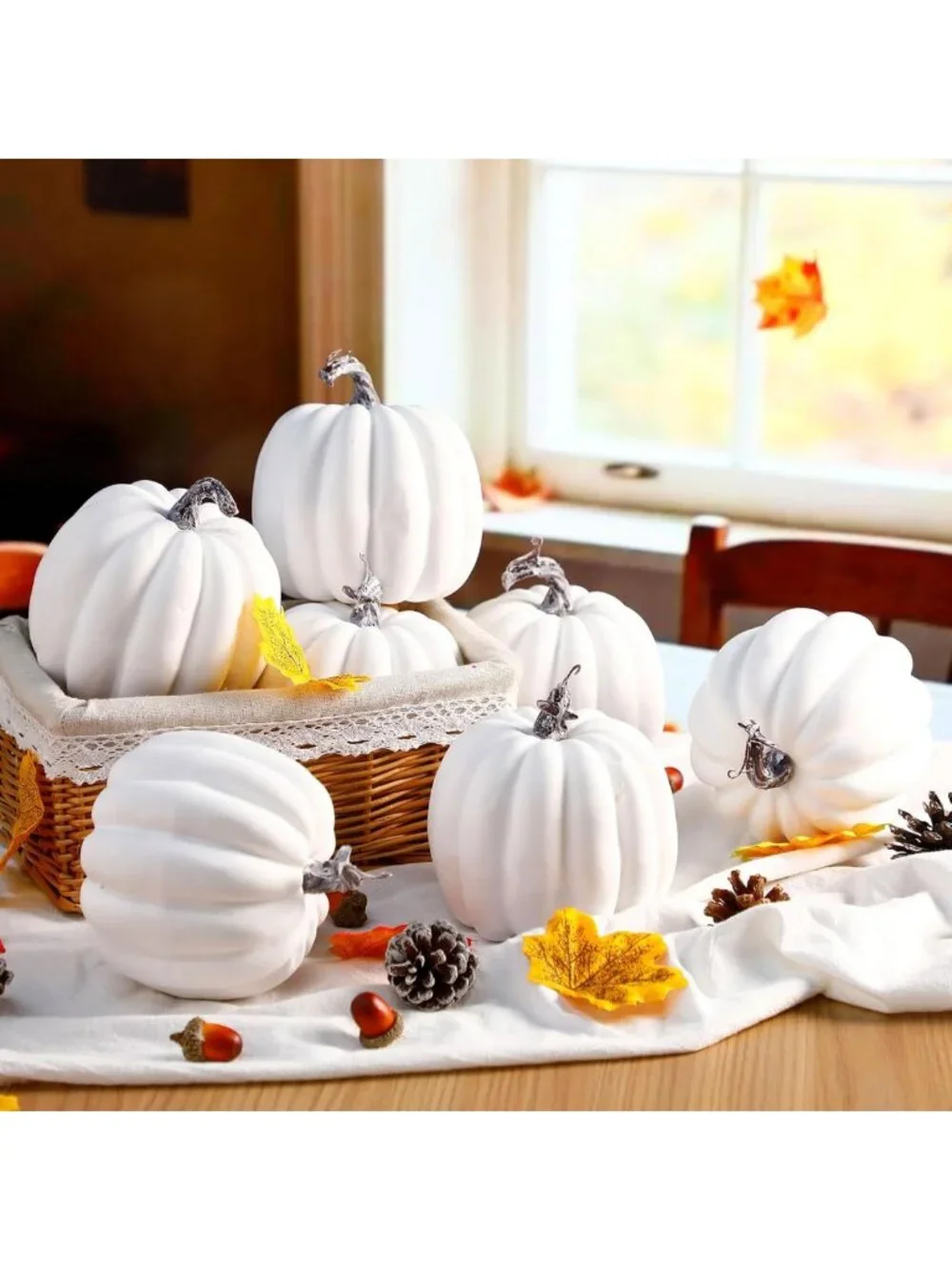 20 Pcs White Foam Artificial Pumpkins for Fall Harvest Decor - Autumn Home